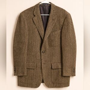 Vintage Polo by Ralph Lauren Herringbone Blazer Made in Italy Flax & Silk Blazer